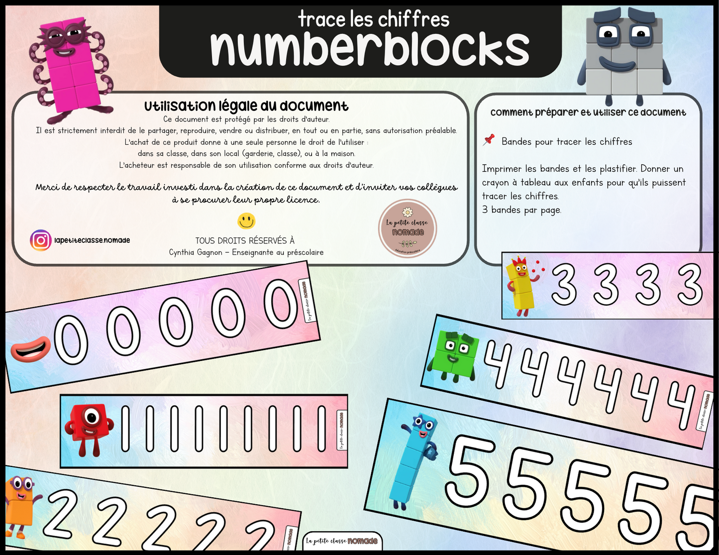 Bandes - Trace les chiffres Numberblocks 0-10