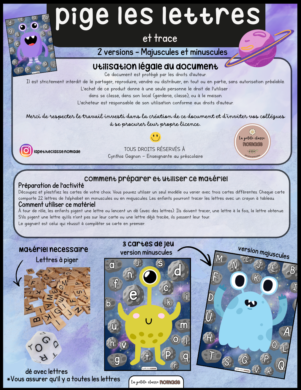 Pige les lettres et trace - Espace