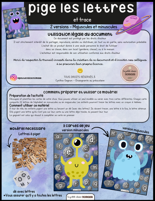 Pige les lettres et trace - Espace
