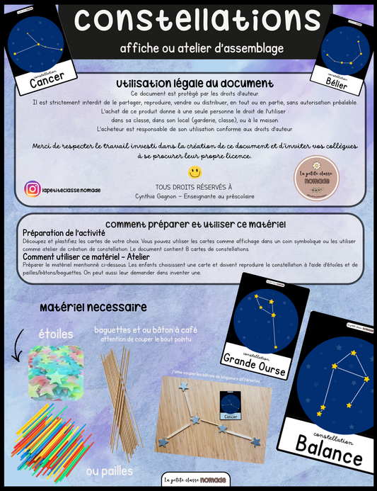 Ateliers ou affiches - Construction de constellations