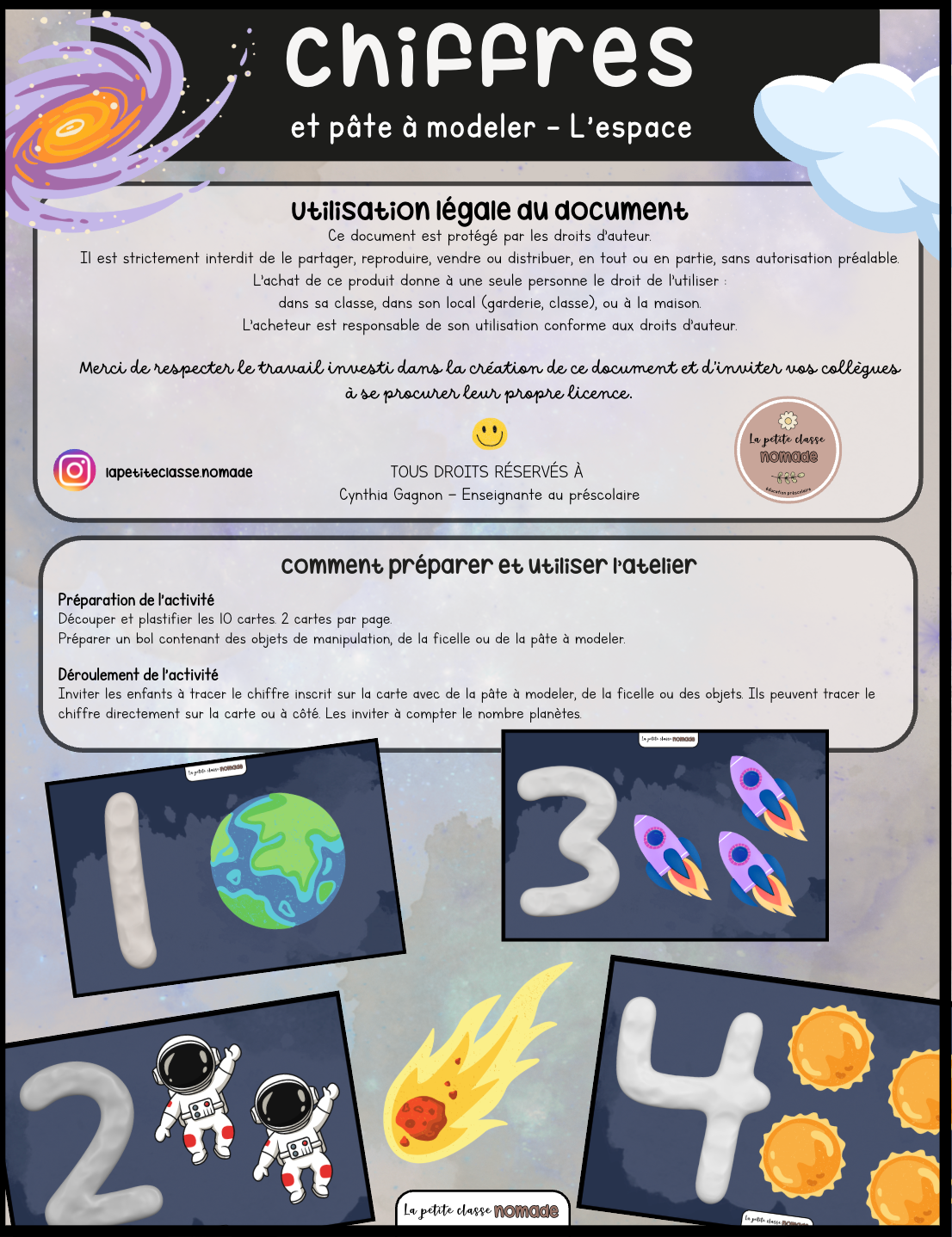 Chiffres et pâte à modeler - Espace