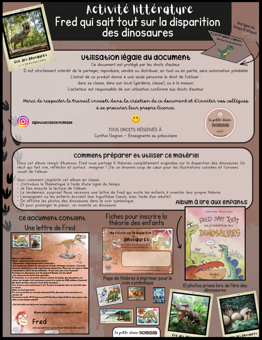 Activité littérature : Fred qui sait tout sur la disparition des dinosaures