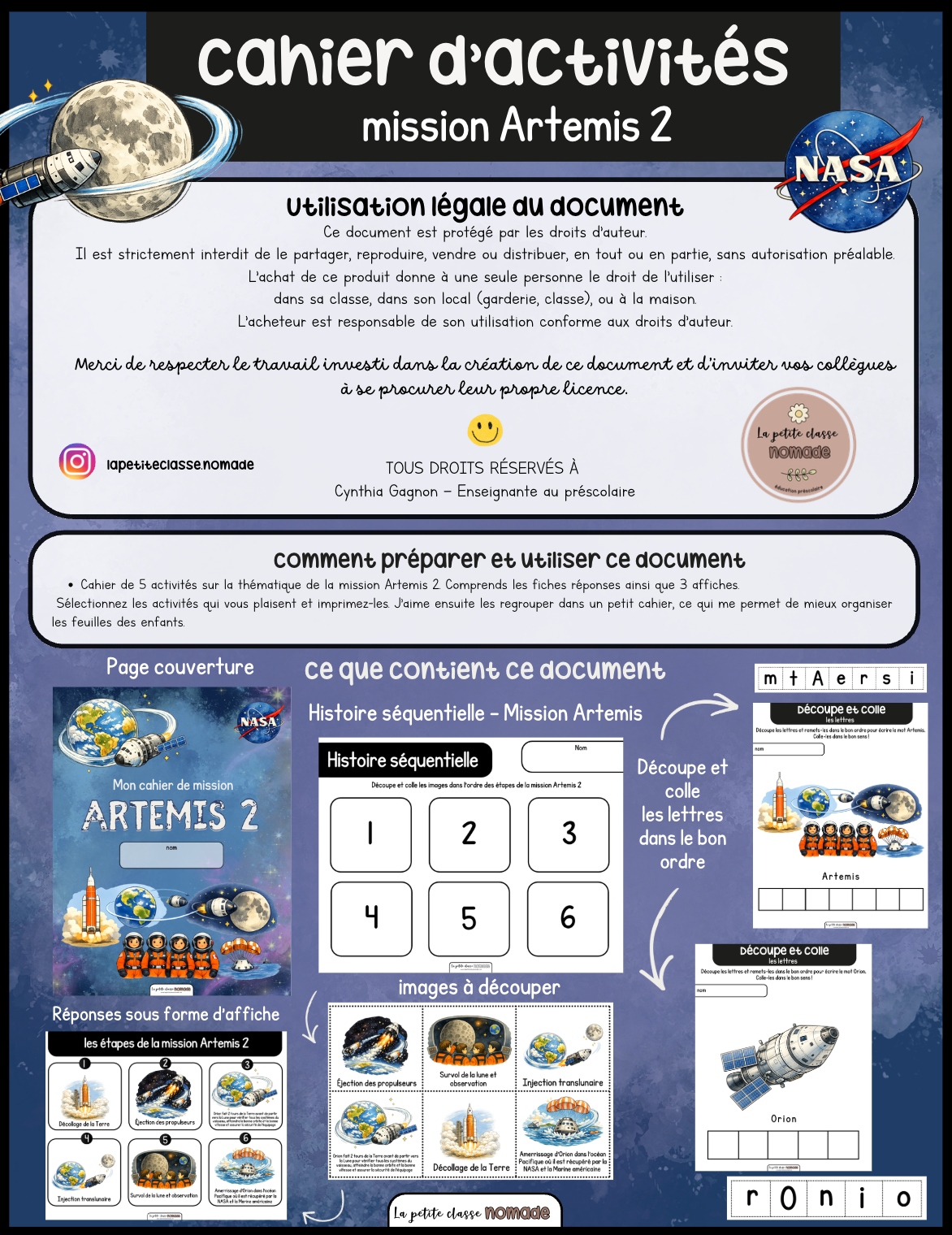 Ensemble 6 activités - Mission Artemis 2