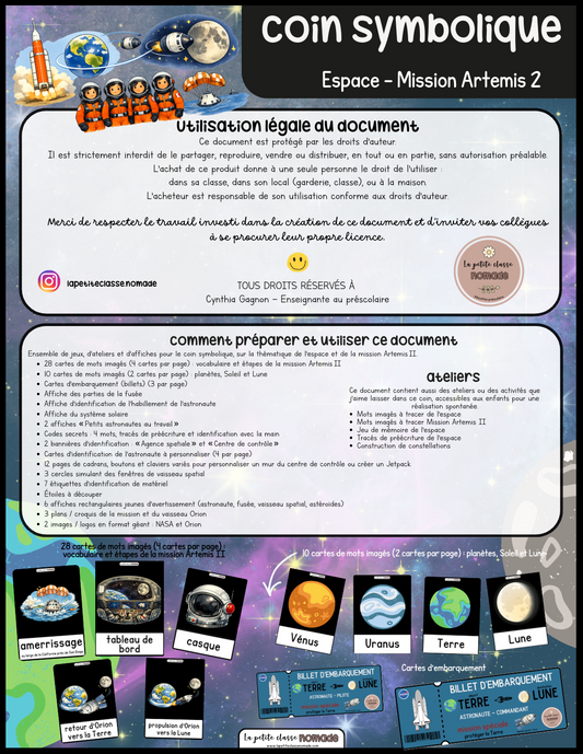 Coin symbolique - Espace et mission Artemis II