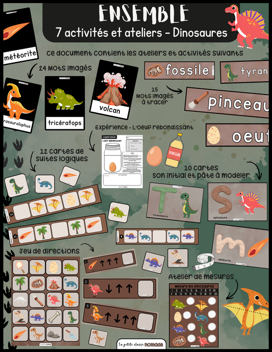 Ensemble de 7 activités-ateliers - Dinosaures