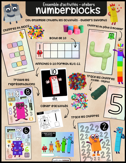 Ensemble de 8 activités-ateliers des Numberblocks