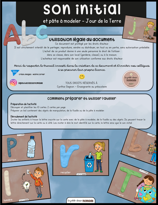 Son initial et pâte à modeler - Jour de la Terre