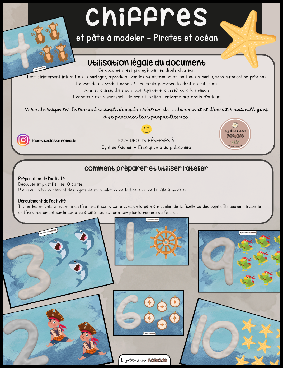 Chiffres et pâte à modeler - Pirates et océan
