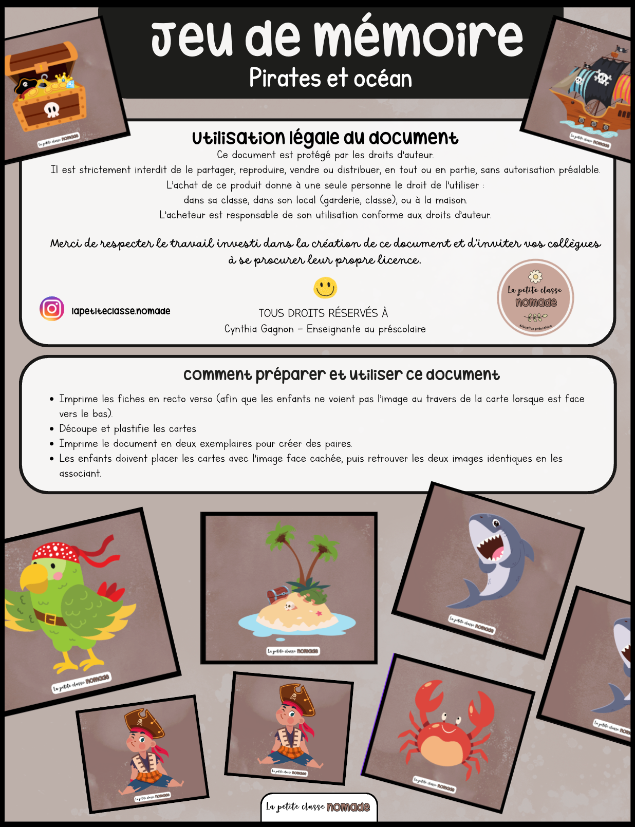 Jeu de mémoire - Pirates et océan