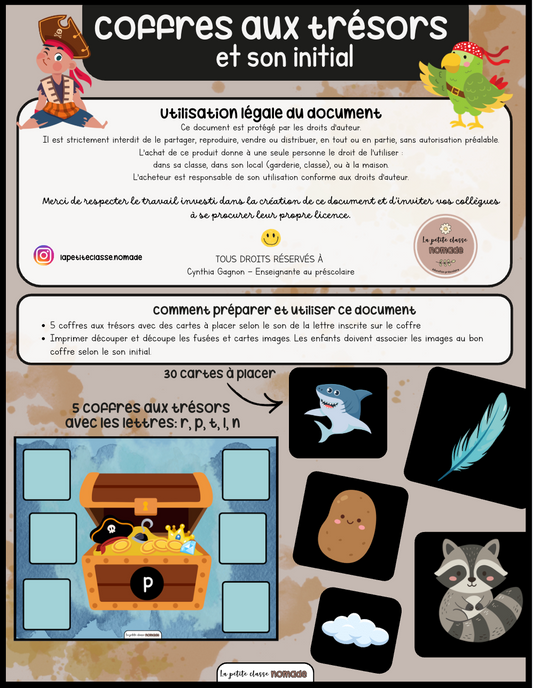 Coffres aux trésors et son initial - Pirates