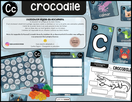 Lettre Cc - Crocodile