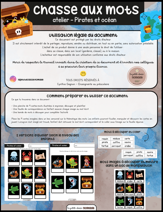 Atelier - Chasse aux mots pirates et océan