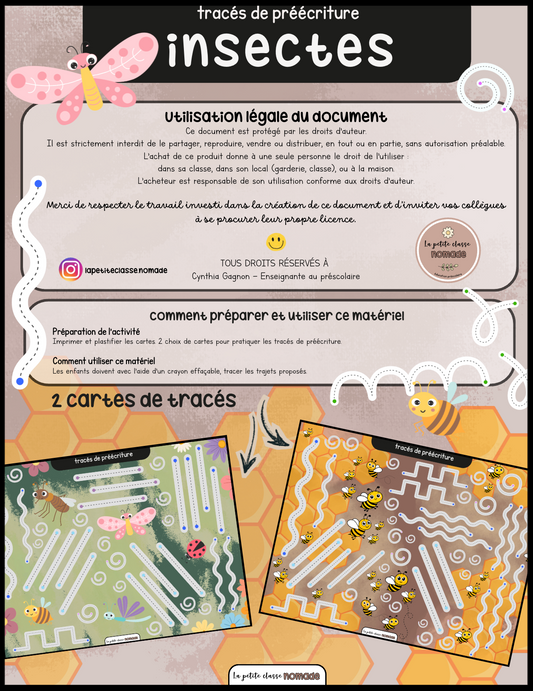 Tracés de préécriture - Insectes