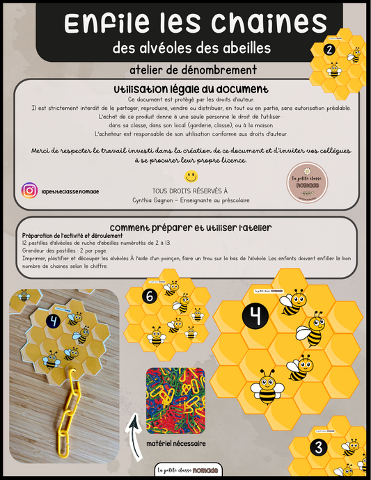 Enfile les chaines - Alvéoles abeilles