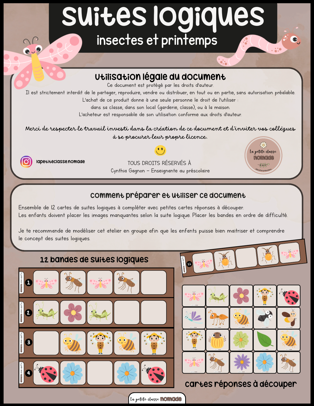 Suites logiques - Insectes et printemps