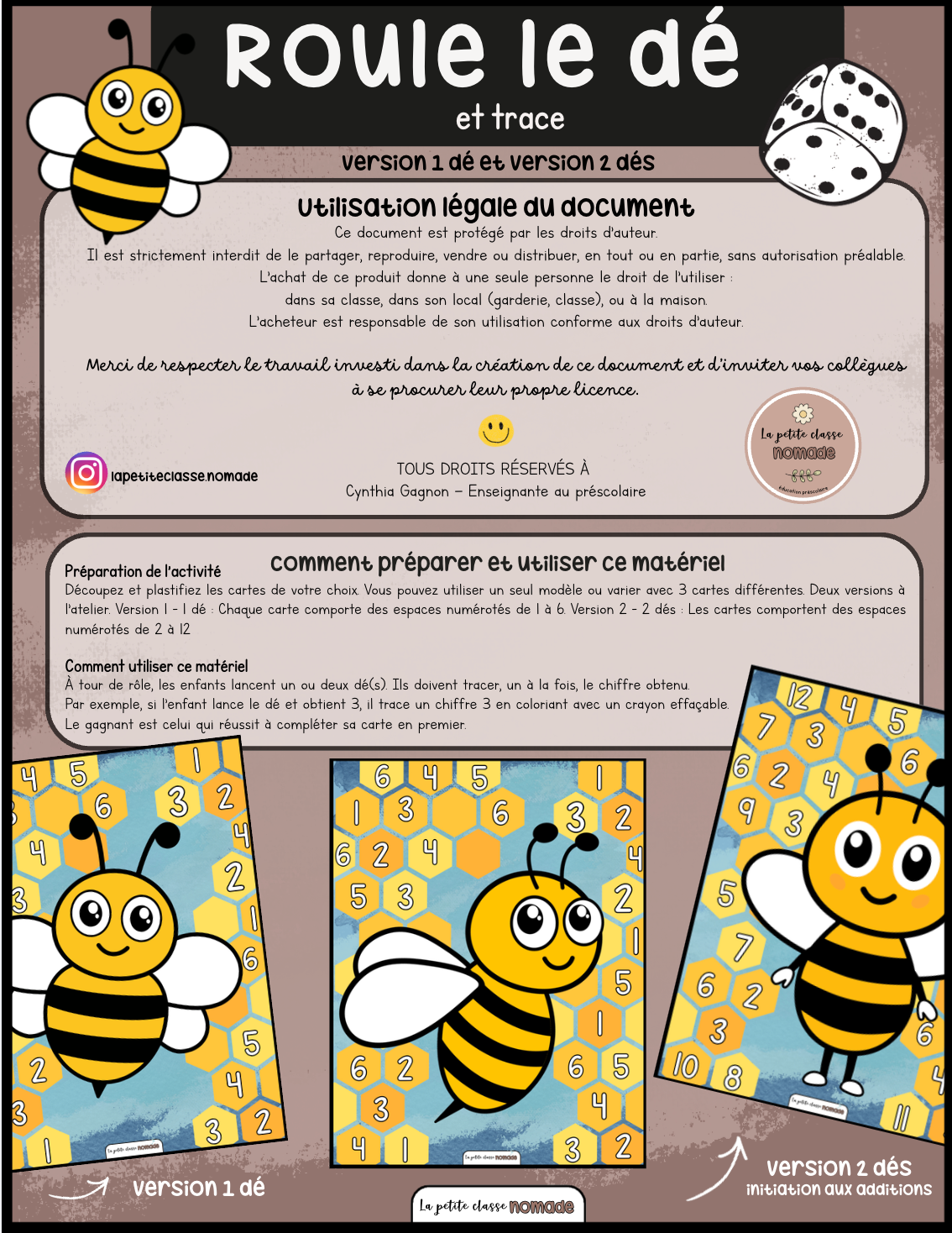 Roule le dé et trace - Abeilles
