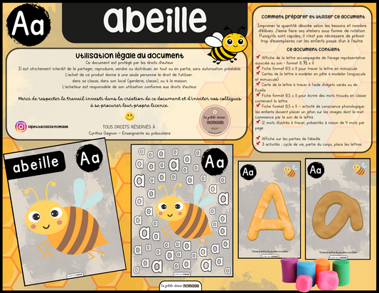 Lettre Aa - Abeille