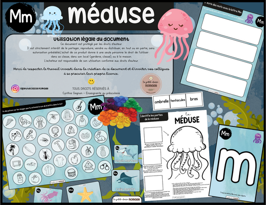 Lettre Mm - Méduse