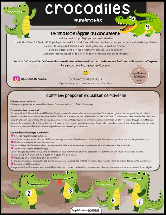 Crocodiles numérotés - Pirates et océan