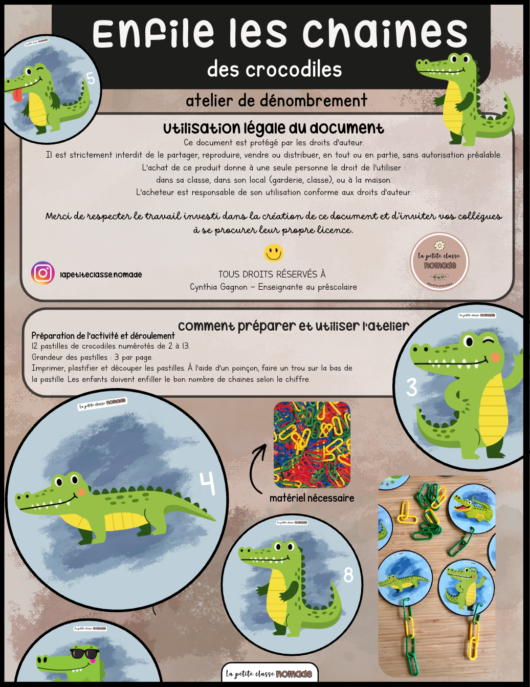 Ensemble 10 activités/ateliers - Crocodiles