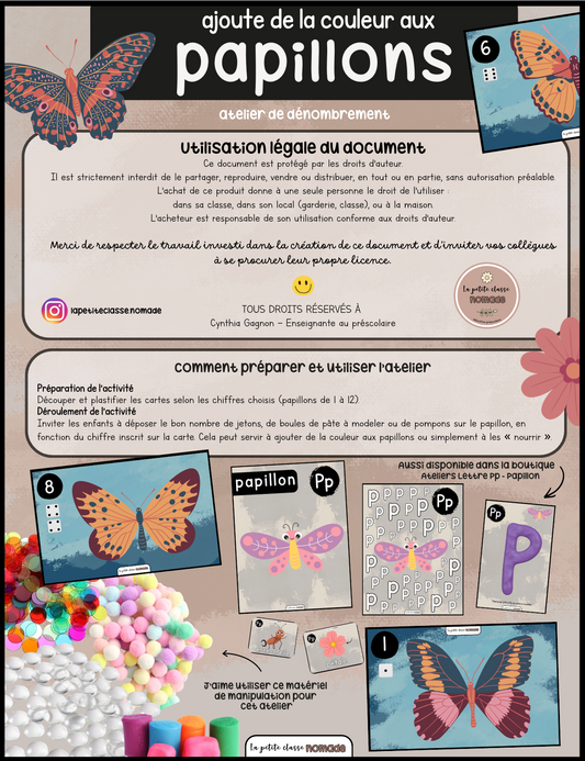 Ajoute les couleurs aux papillons - Insectes