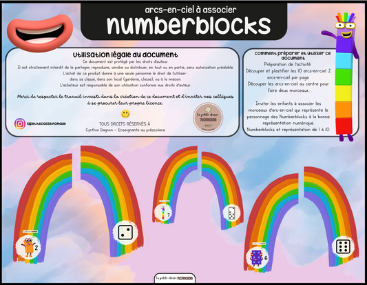 Association chiffres - arcs-en-ciel - Numberblocks
