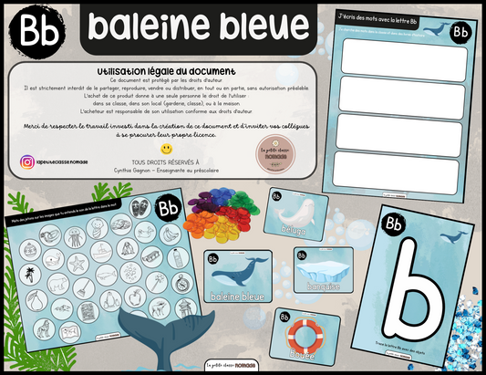 Lettre Bb - Baleine bleue