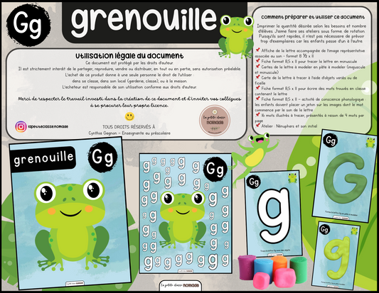 Lettre Gg - Grenouille