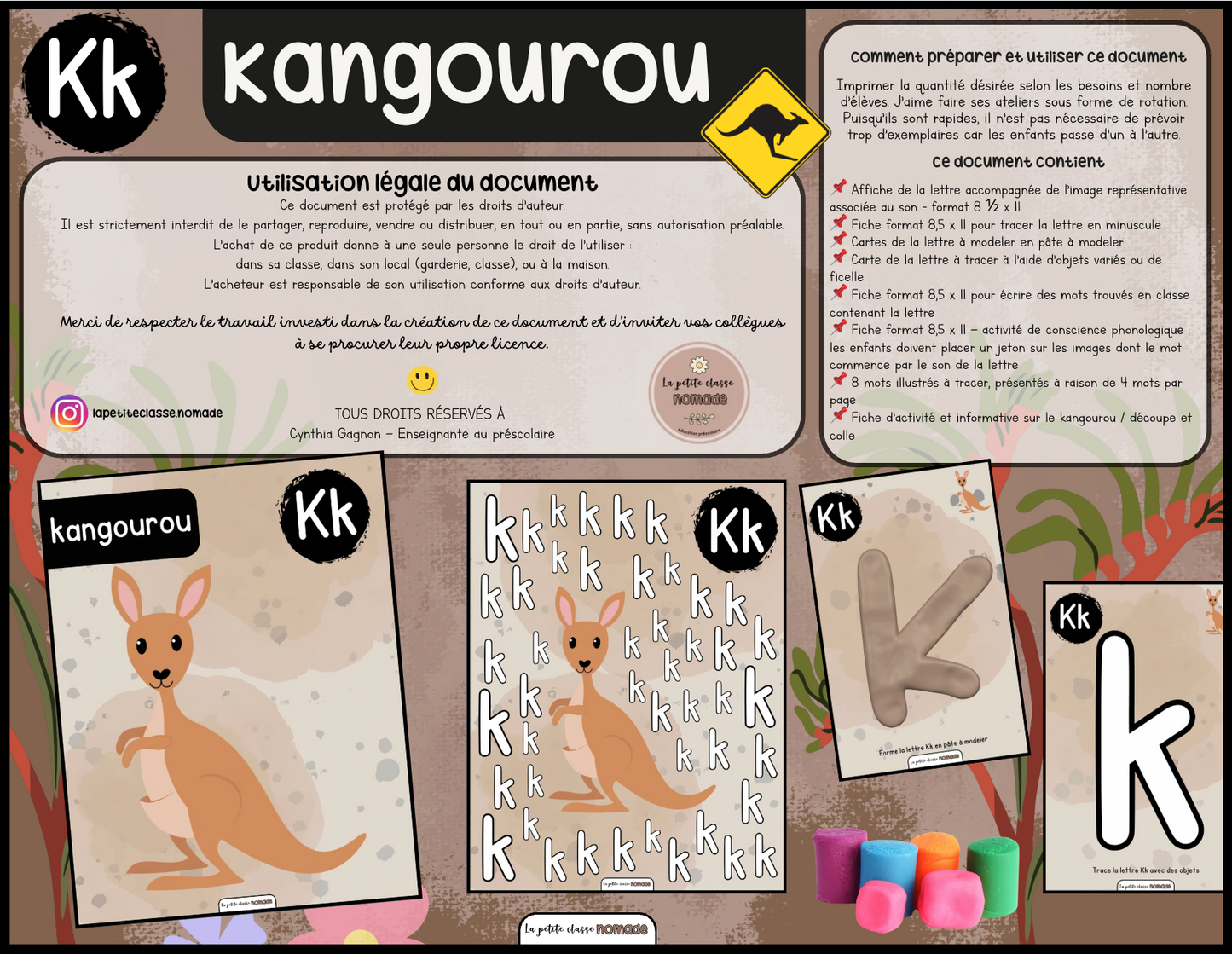 Lettre Kk - Kangourou