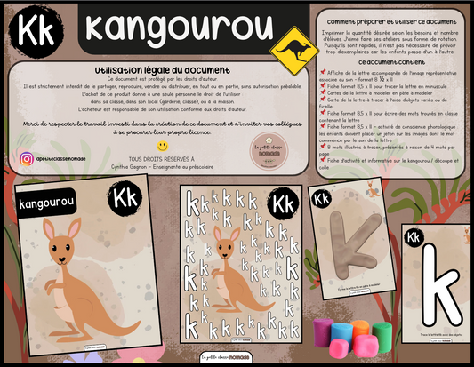 Lettre Kk - Kangourou