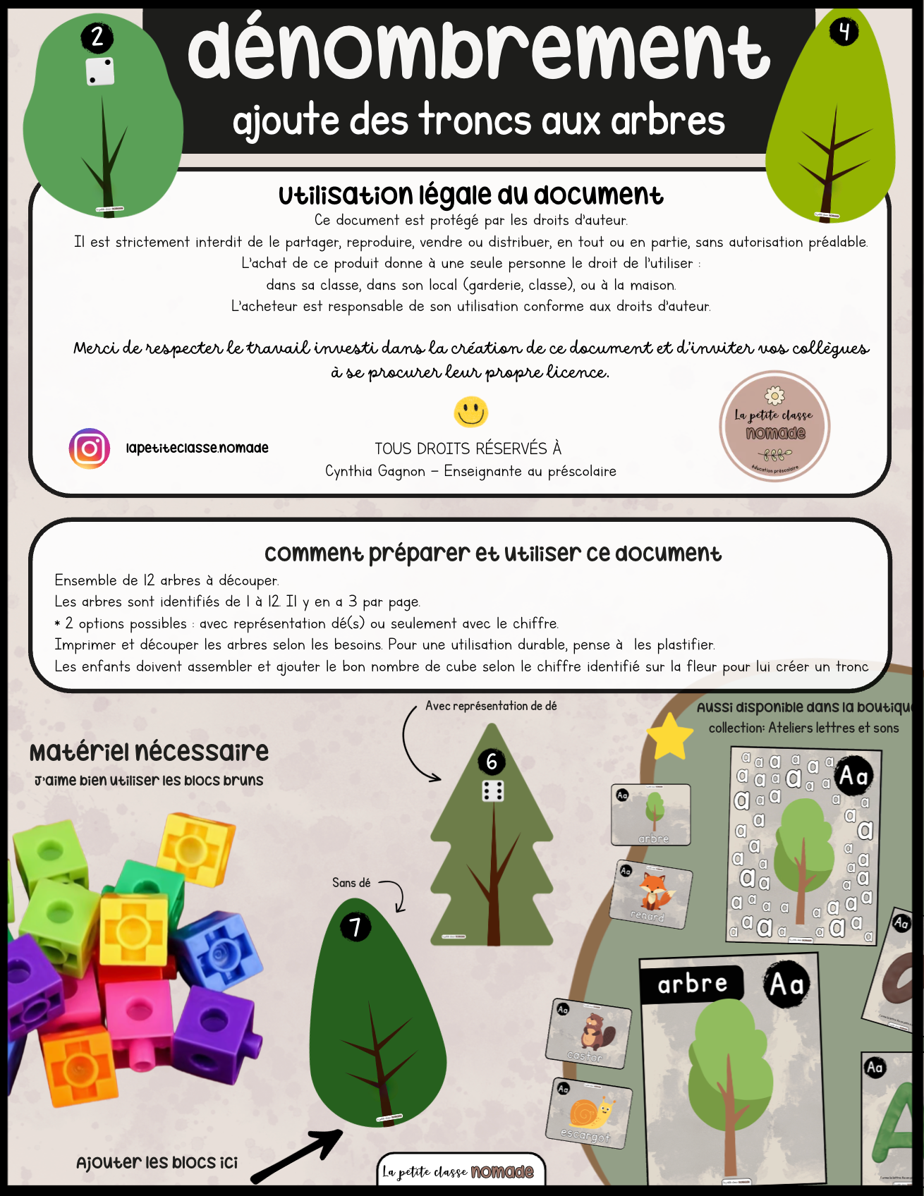 Atelier de dénombrement - Ajoute les troncs aux arbres