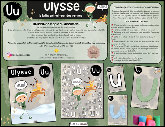 Lettre Uu - Ulysse le lutin entraineur des rennes