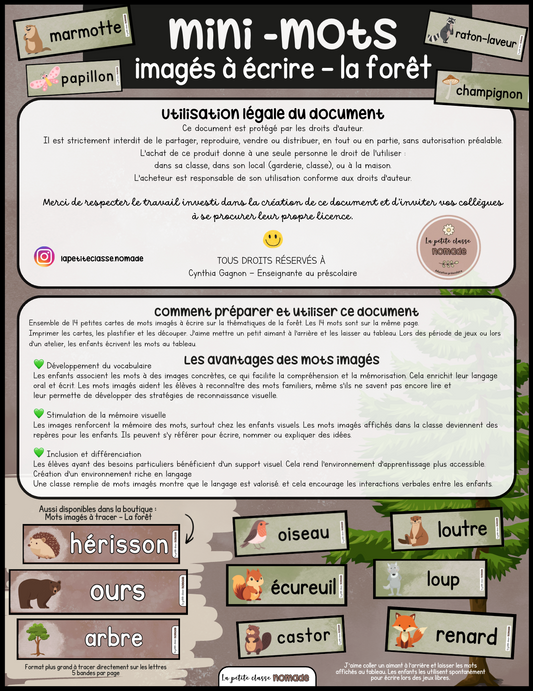 Mini-mots imagés - La forêt