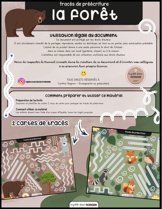 Tracés de préécriture - La forêt