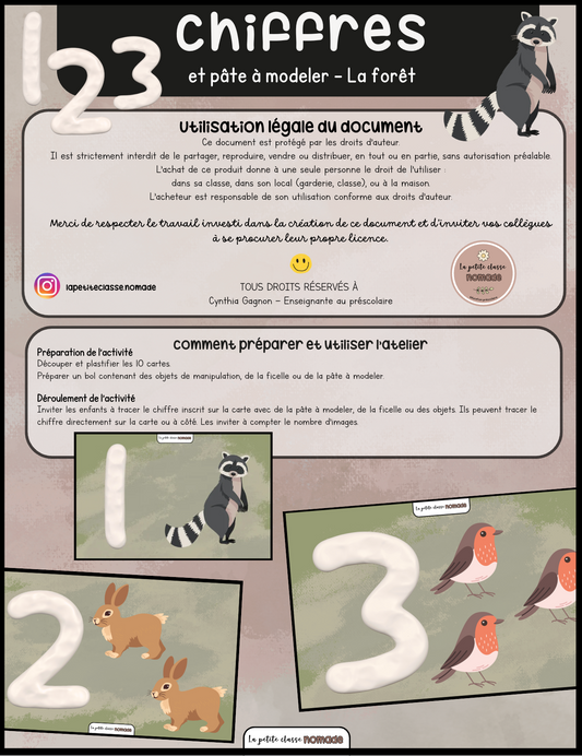 Chiffres et pâte à modeler - La forêt