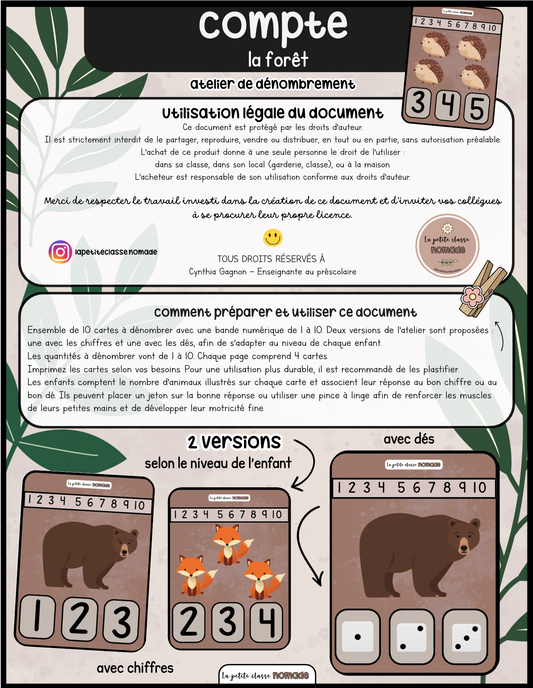 Cartes compte - La forêt