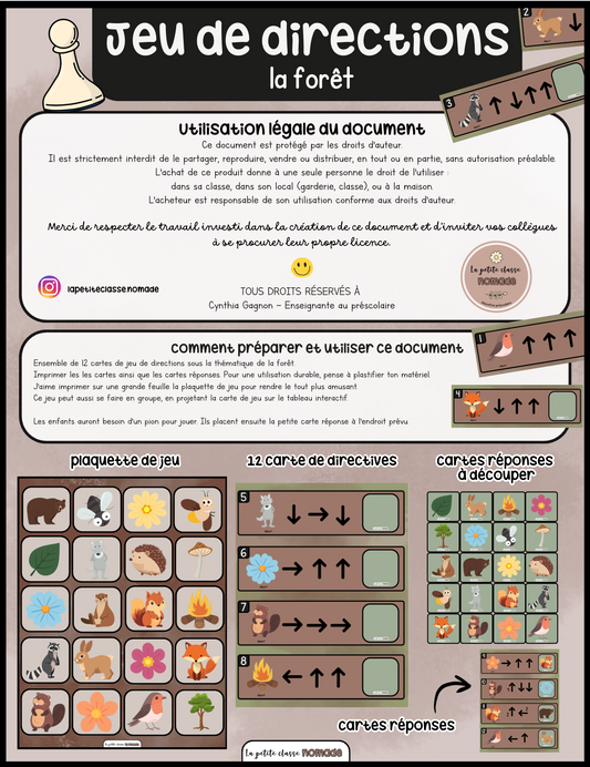 Jeu de directions - La forêt