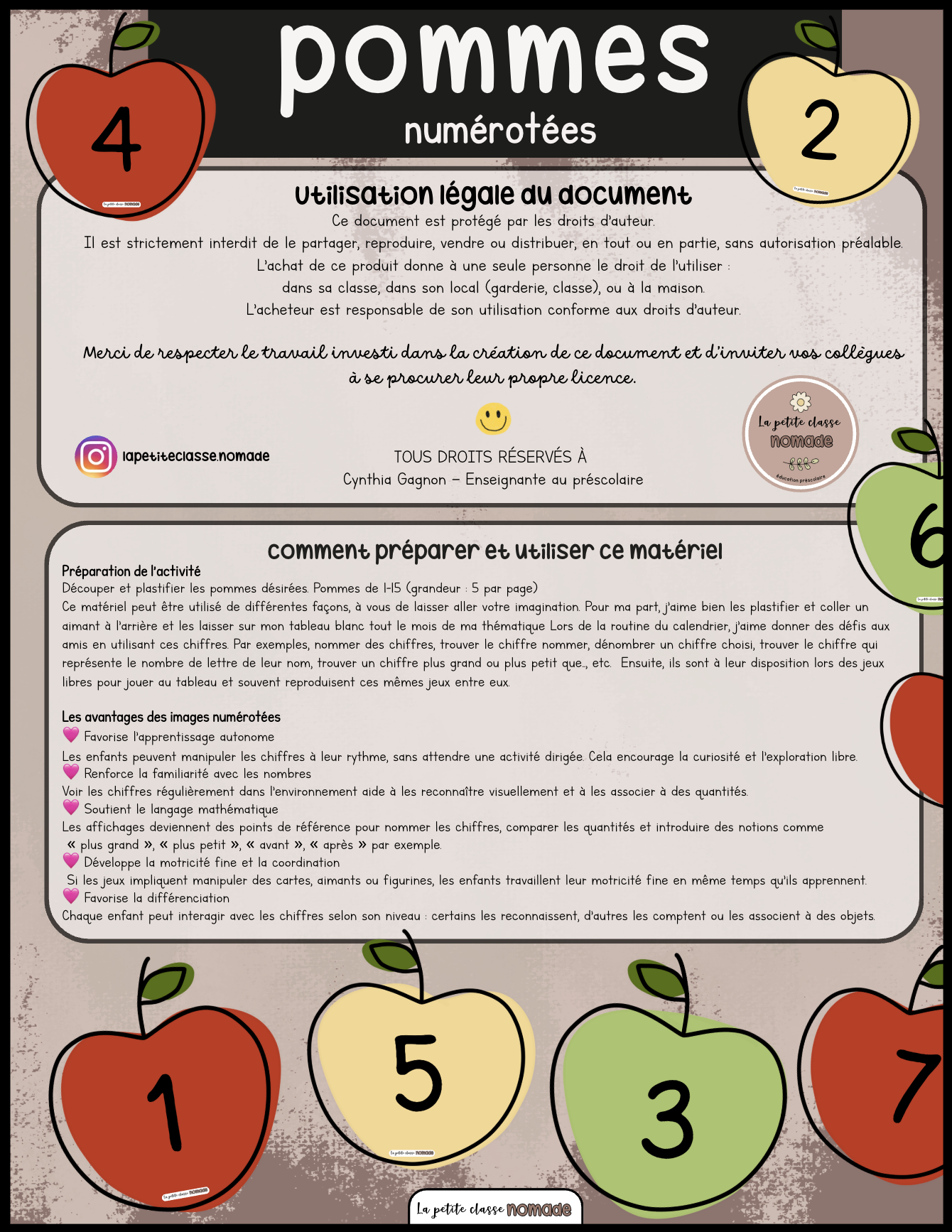 Pommes numérotées