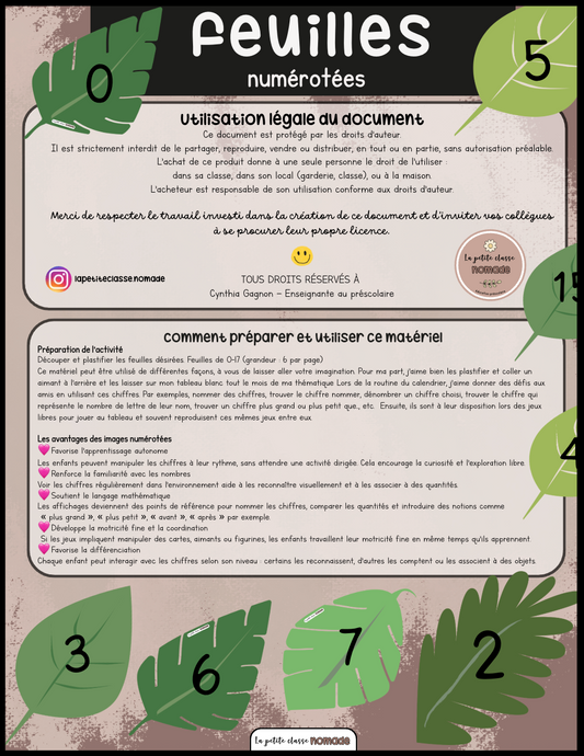 Feuilles numérotées