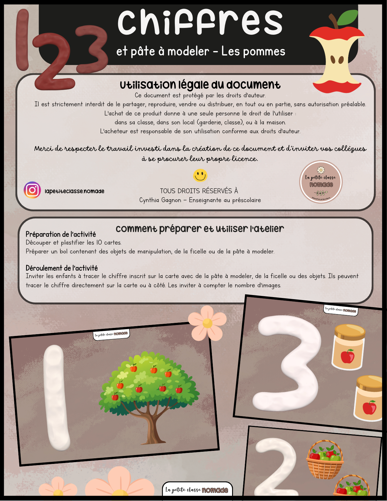 Chiffres et pâte à modeler - Pommes