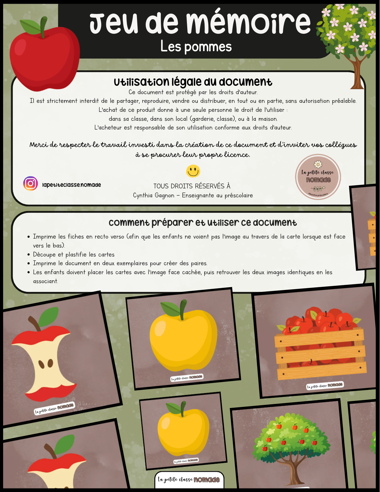 Jeu de mémoire - Les pommes