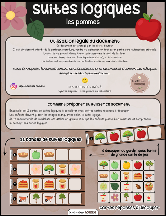 Suites logiques - Les pommes