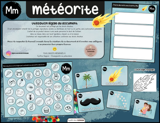 Lettre Mm - Météorite