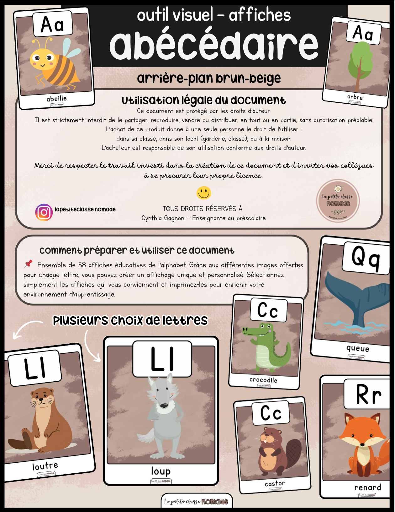Affiches Alphabet - Beige-brun