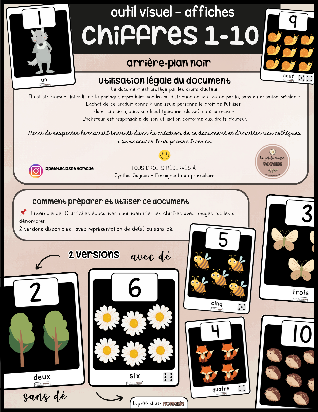 Affiches chiffres 1-10 - Noir