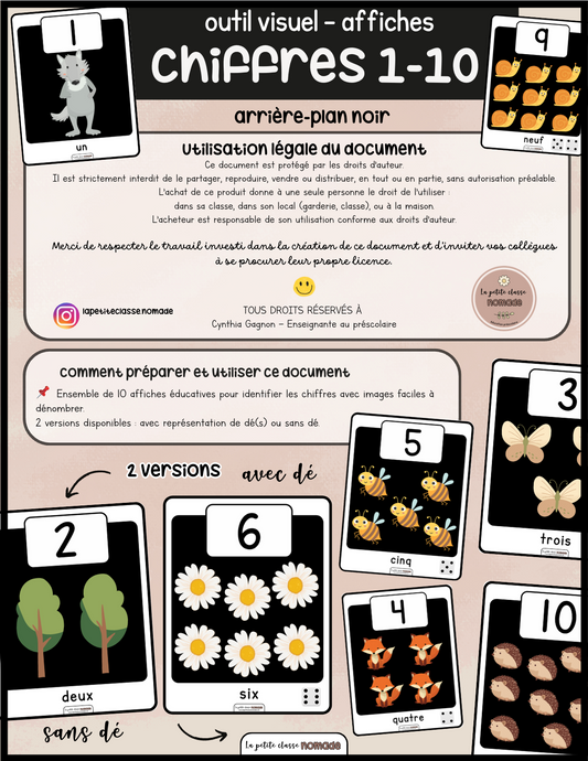 Affiches chiffres 1-10 - Noir