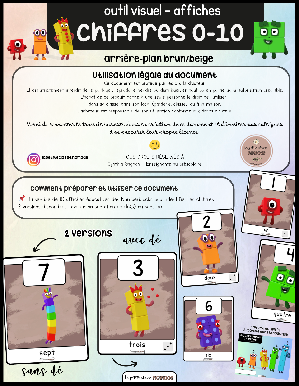 Affiches Numberblocks 0-10 - Brun-beige
