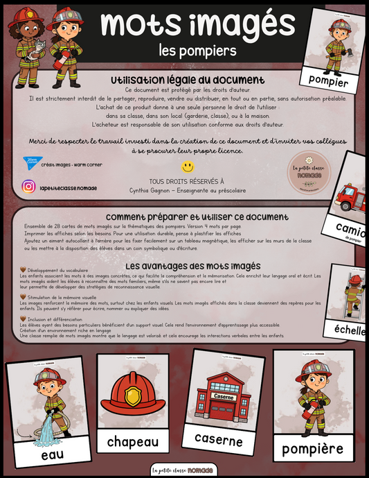 Mots imagés - Les pompiers
