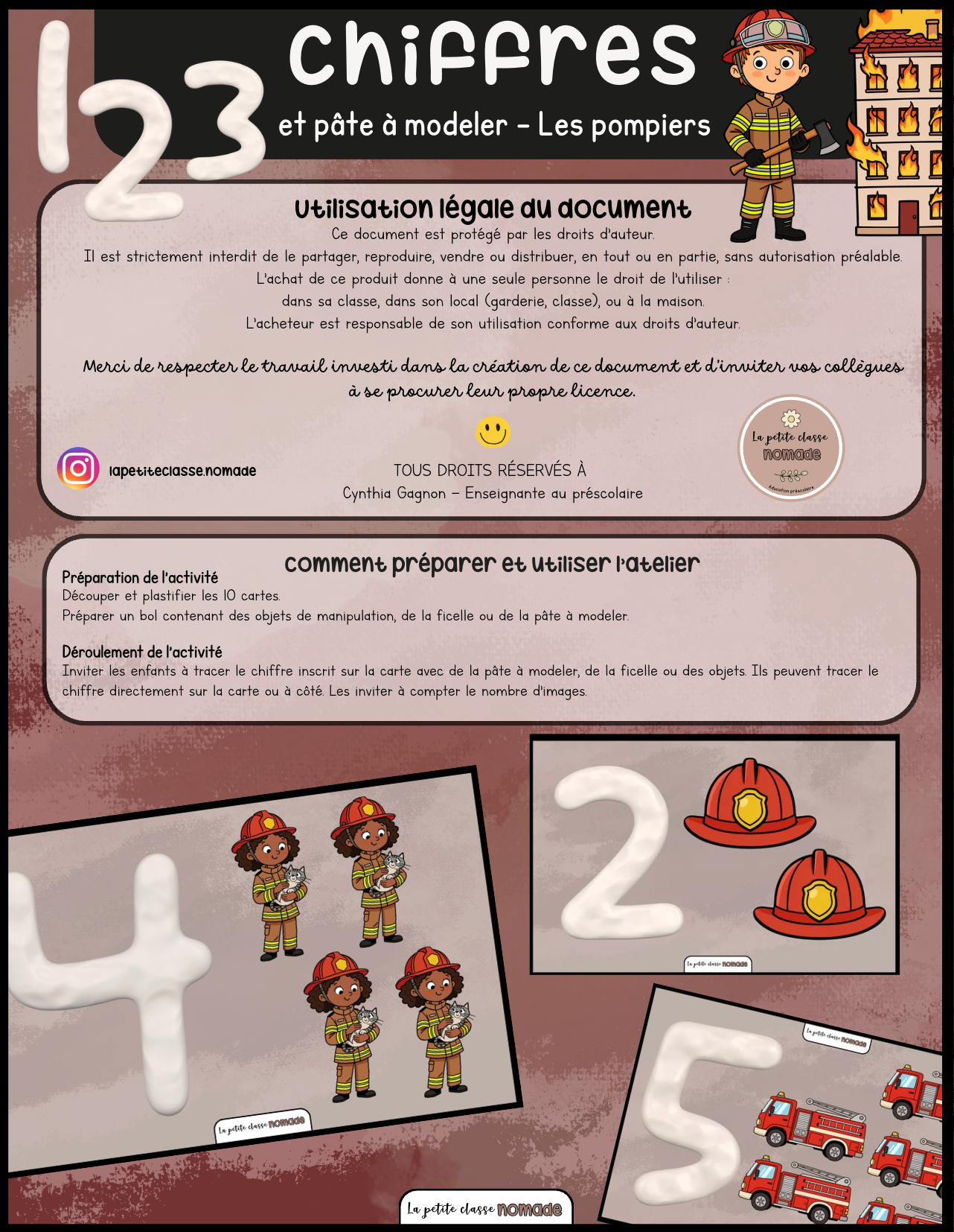 Chiffres et pâte à modeler - Pompiers