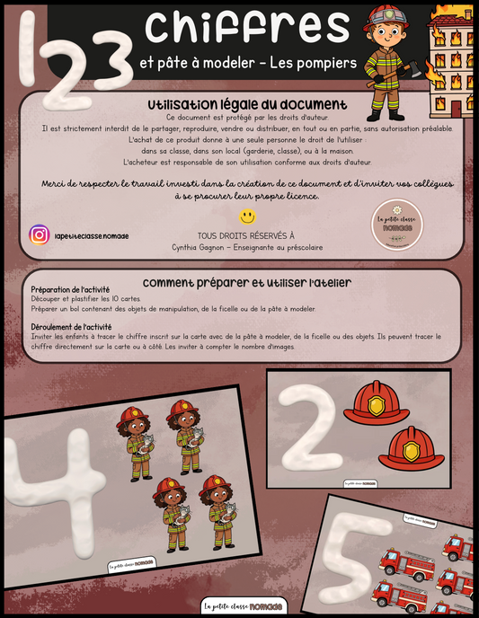 Chiffres et pâte à modeler - Pompiers